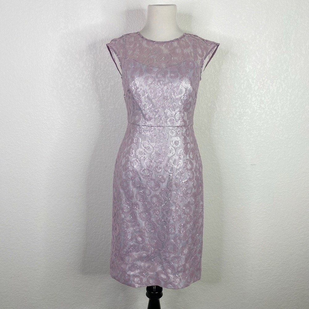 Kay Unger Lilac Lace Midi Dress